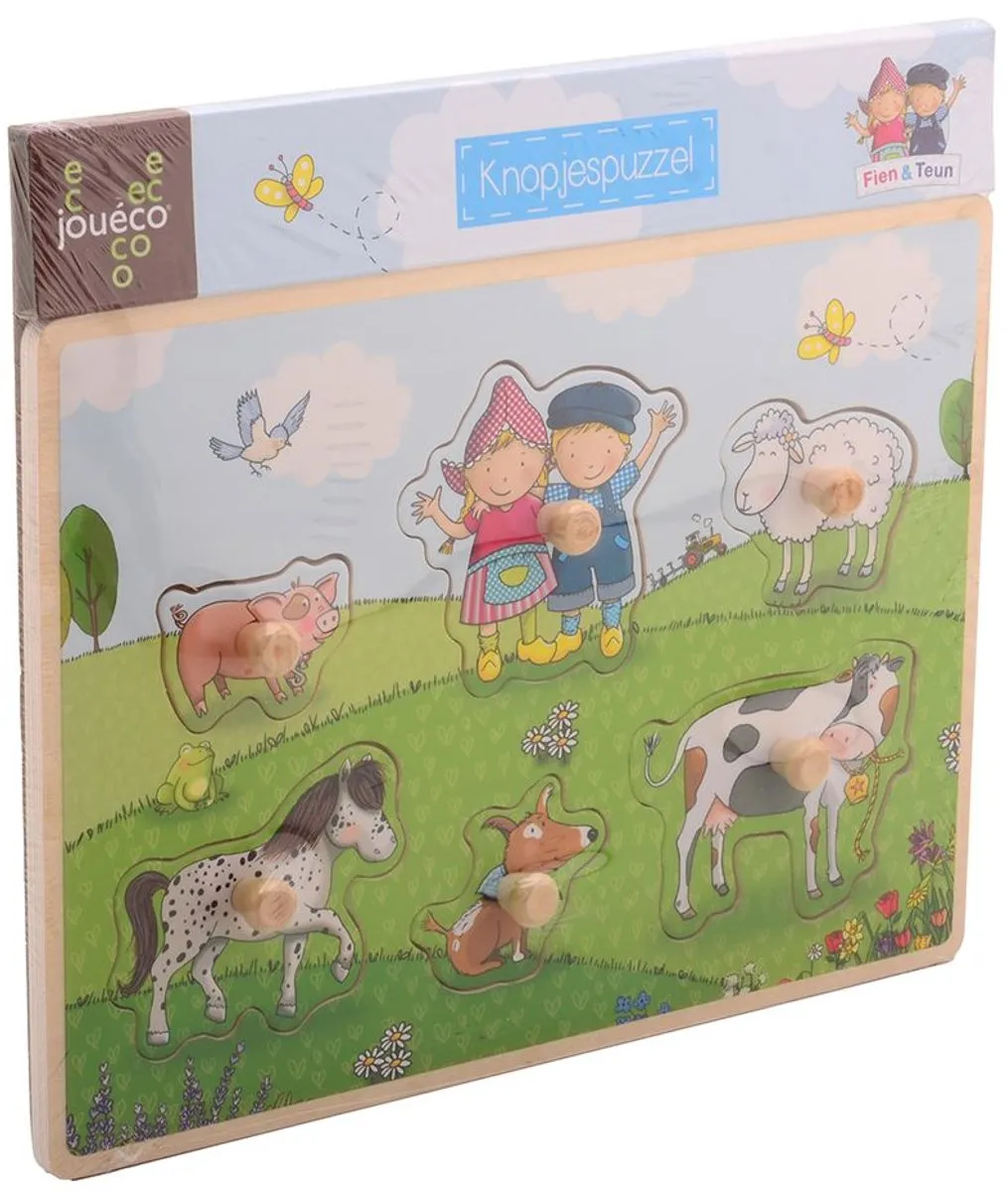 Johntoy JT80170 Houten Puzzel Fien en Teun - Motoriek - Multicolor