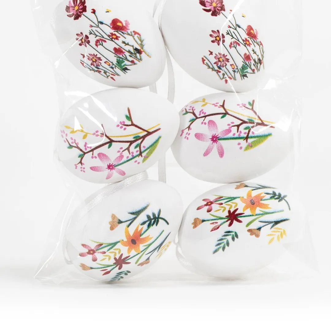 Anna's Collection Paaseieren Bloemen 18 Stuks - Kunststof - 6cm