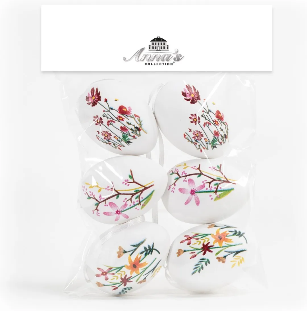 Anna's Collection Paaseieren Bloemen 18 Stuks - Kunststof - 6cm