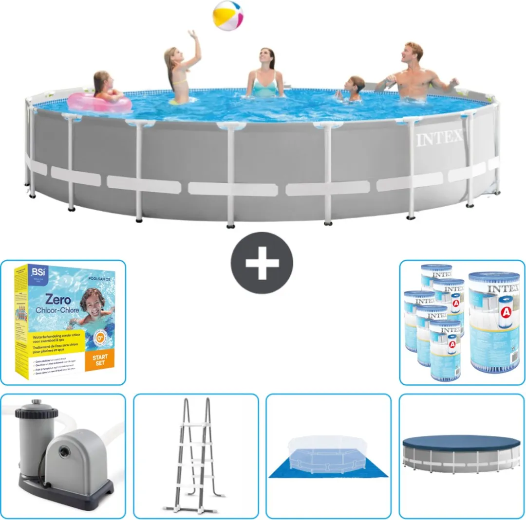 Intex Prism Frame Zwembad 549cm - 24.311L - Grijs - afbeelding 2 van 6