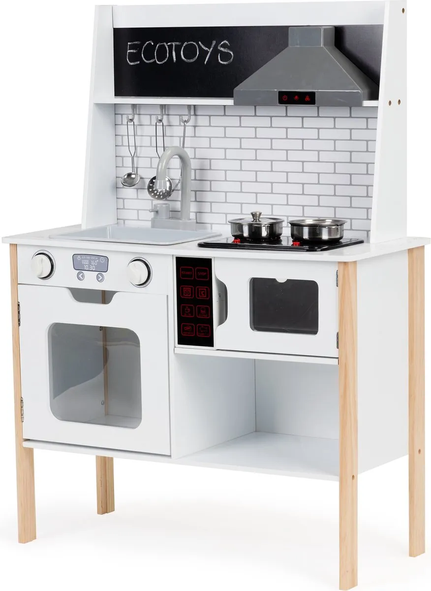ECOTOYS Kinderkeuken Hout 70x29,5x96cm Wit