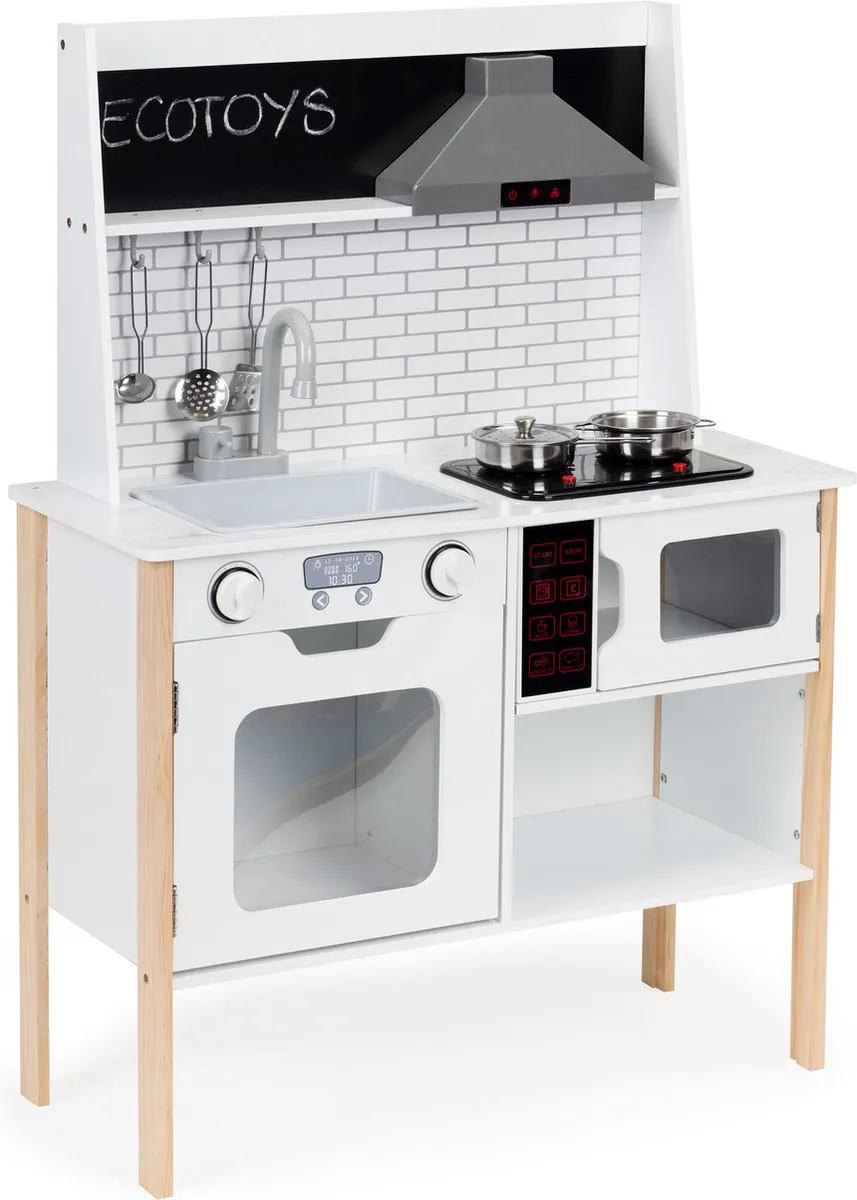 ECOTOYS Kinderkeuken Hout 70x29,5x96cm Wit