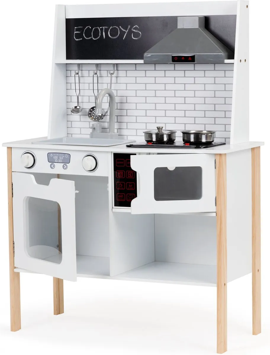 ECOTOYS Kinderkeuken Hout 70x29,5x96cm Wit