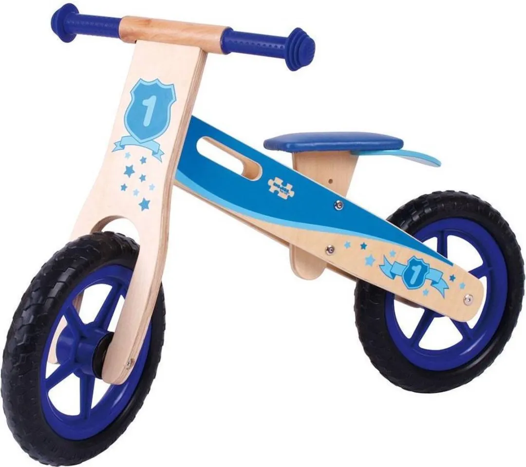 BIGJIGS Houten Loopfiets Blauw 8 Inch
