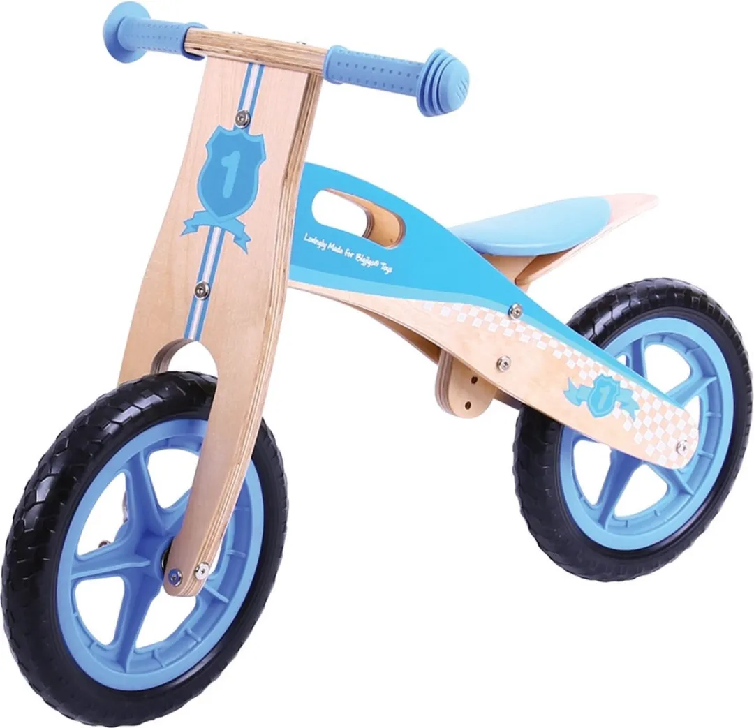 BIGJIGS Houten Loopfiets Blauw 8 Inch