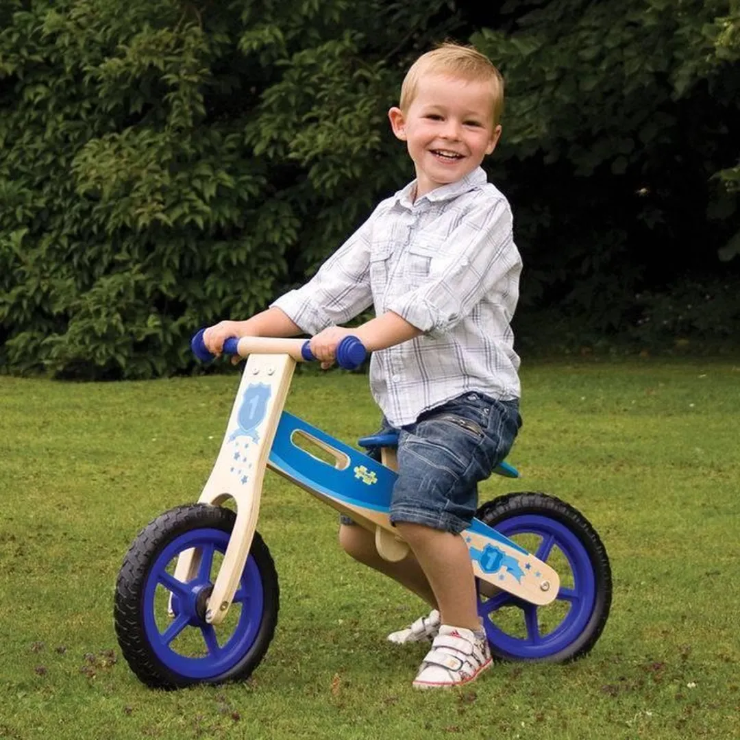 BIGJIGS Houten Loopfiets Blauw 8 Inch