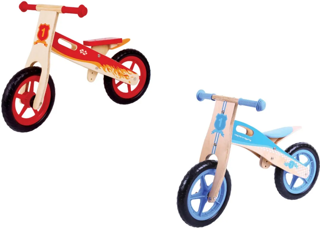 BIGJIGS Houten Loopfiets Blauw 8 Inch