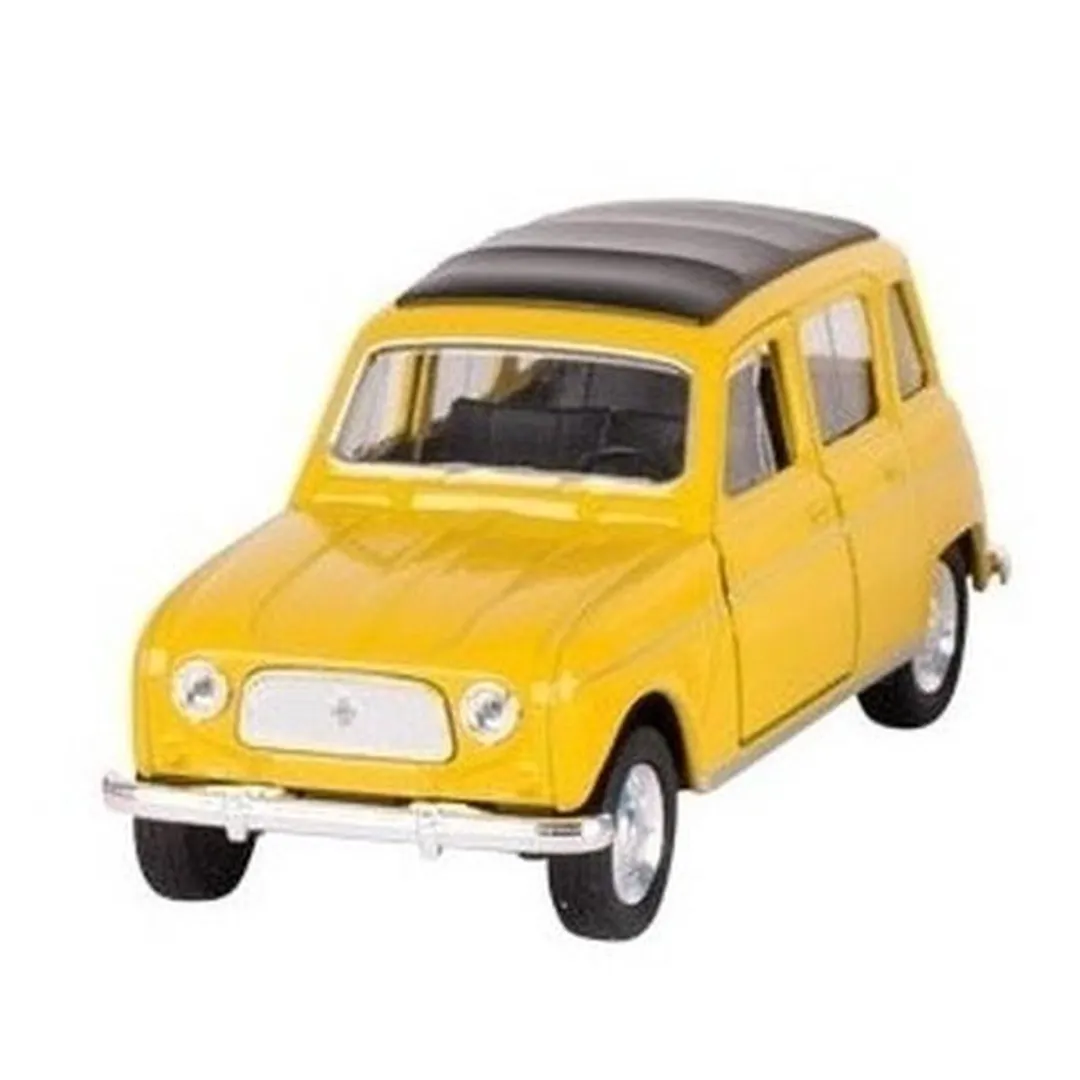 Goki Renault 4 Modelauto 1:34 - Geel - 11cm - Pull-back