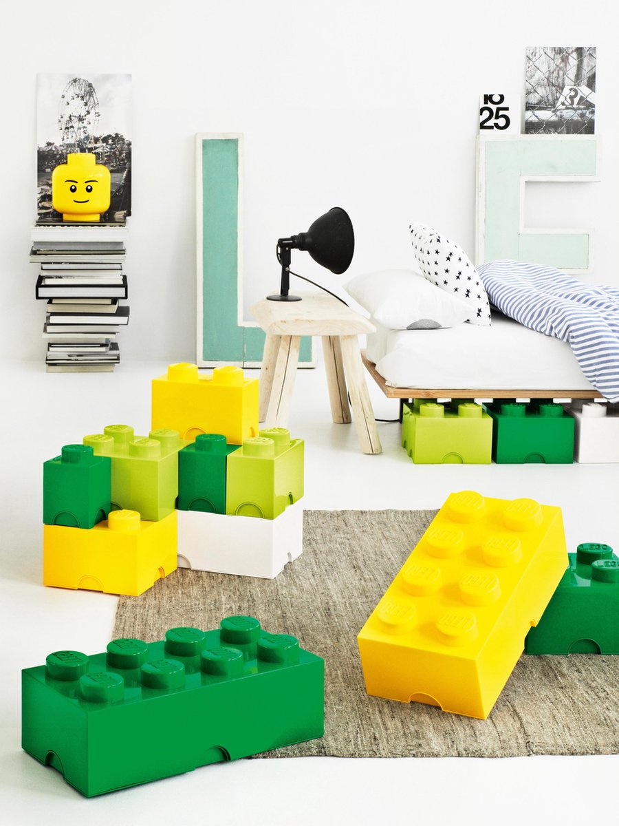 Lego Storage Brick - Rond - 12,5 cm x 12,5 cm x 18 cm - Lime Groen