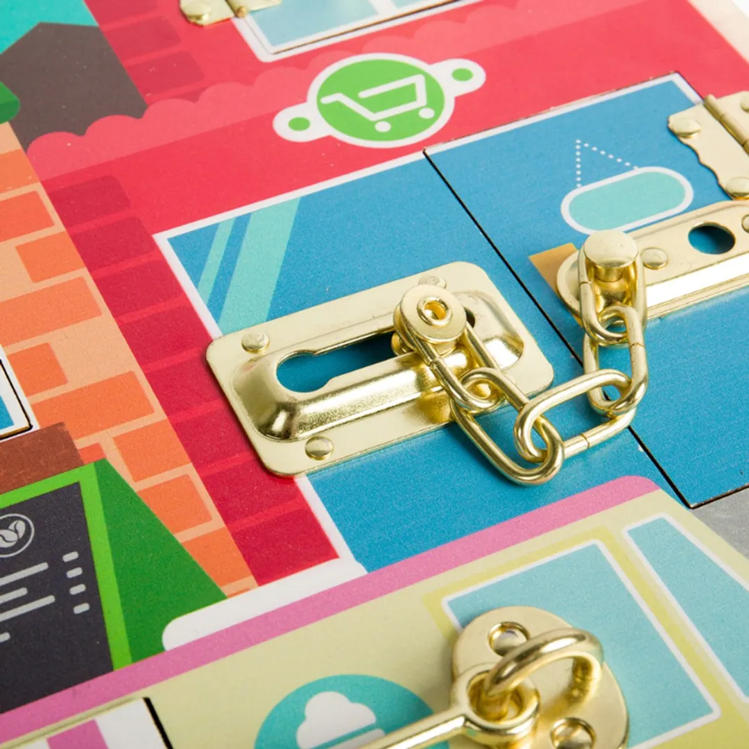 BIGJIGS Latches & Catches Board - Motoriekspel Multicolor