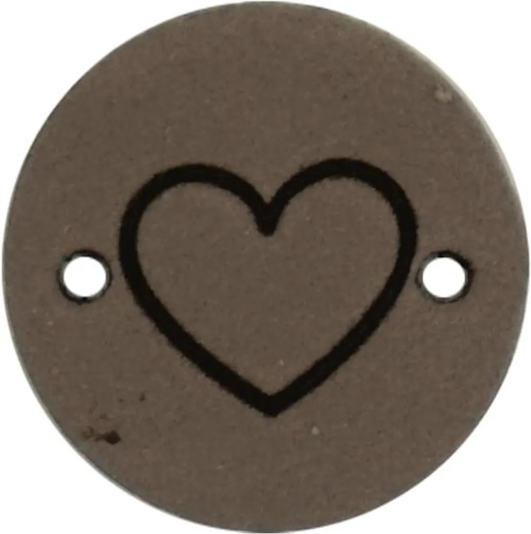 Durable Leren Label met Hartopdruk - 2 cm - 2 Stuks