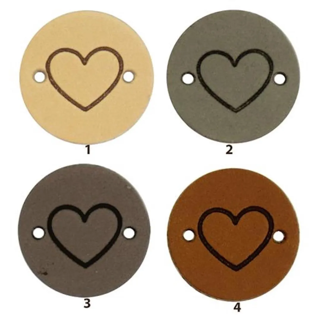 Durable Leren Label met Hartopdruk - 2 cm - 2 Stuks