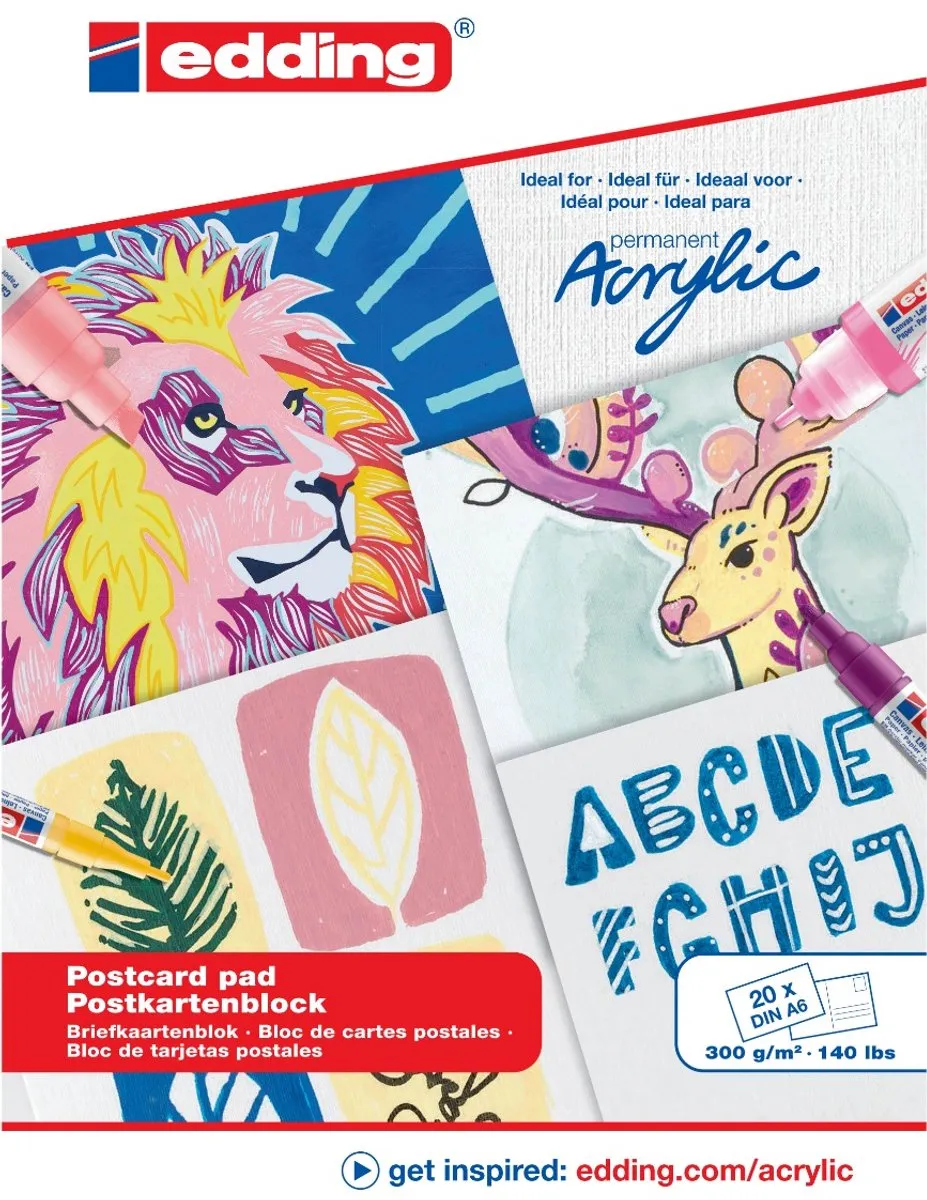edding Acrylmarker Papier A6 Wit - 20 Vel