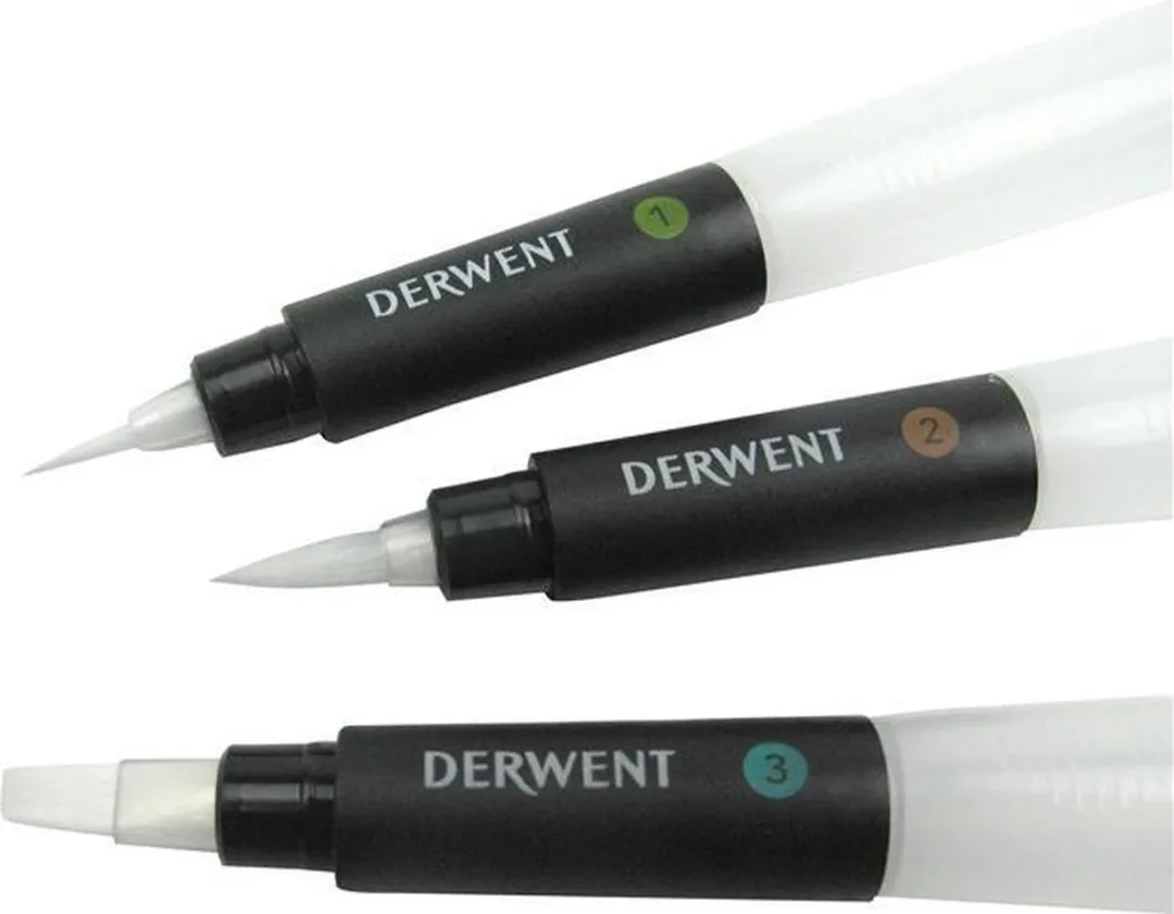 Derwent Waterbrush Aqua Penselen - 3 Stuks