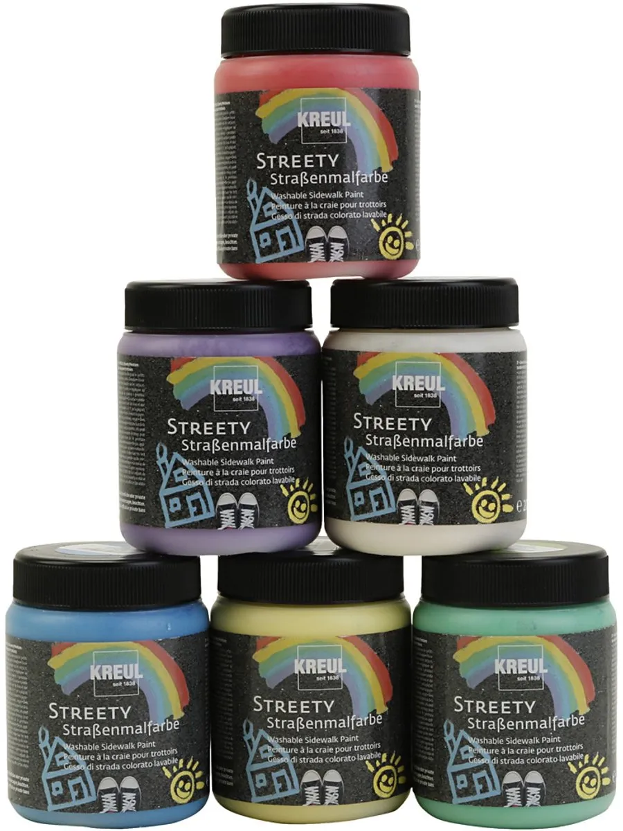 Creativ Company Stoepkrijtverf - 6x200ml Diverse Kleuren