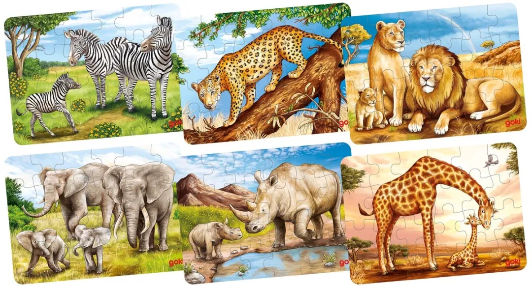 Goki Mini Puzzle Afrikaanse Dieren 24 Stuks