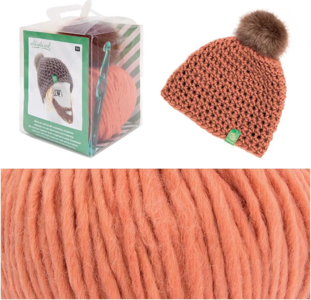 Rico Design Muts Haken Zalm met Pompon
