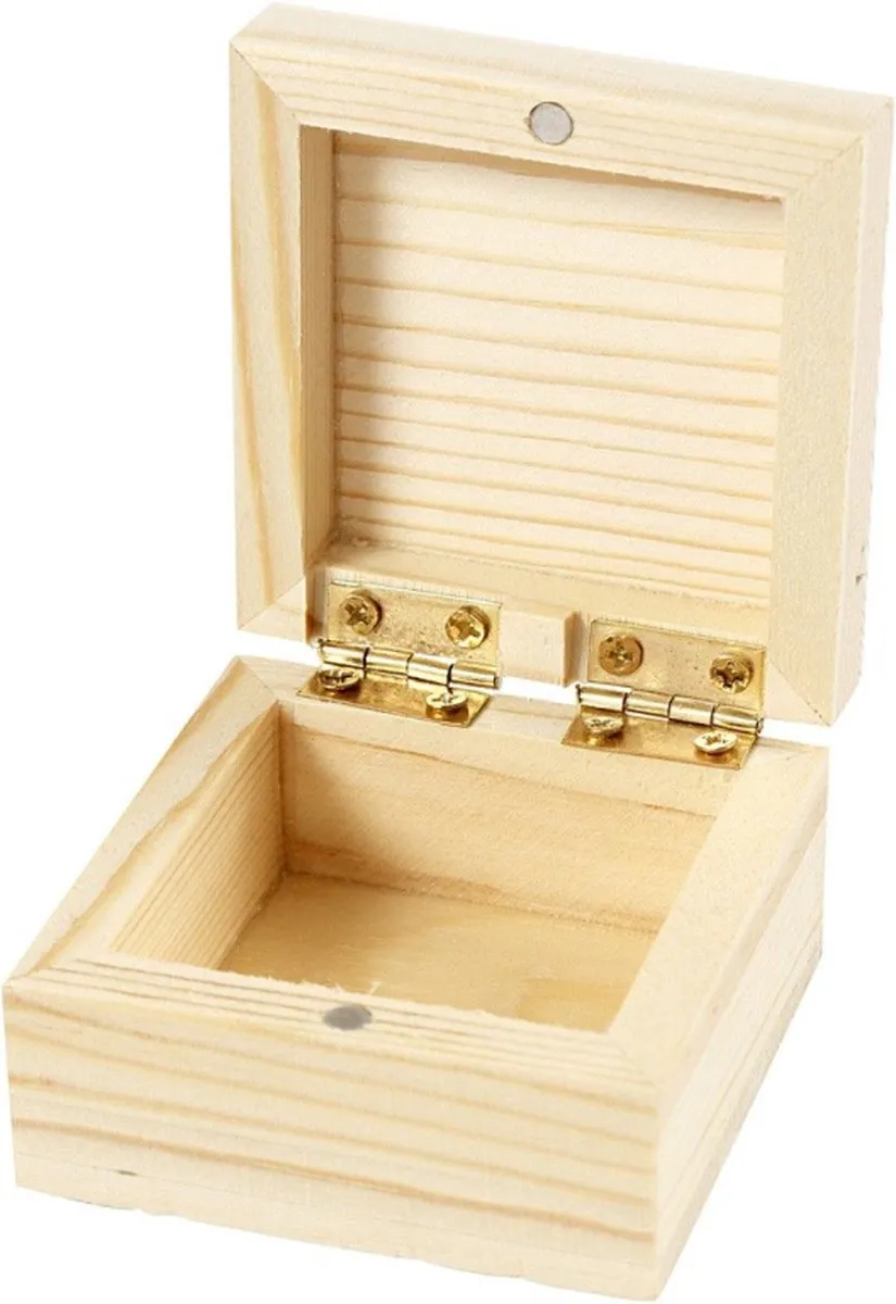 Creativ Company Houten Sieradendoos 6x6x3,5cm - Multicolor