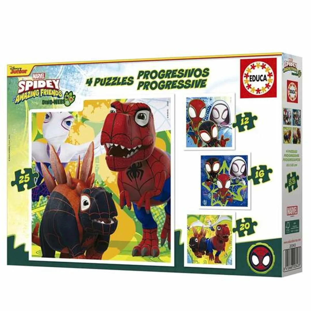 Educa Dino Spidey Puzzels - 4 Stuks