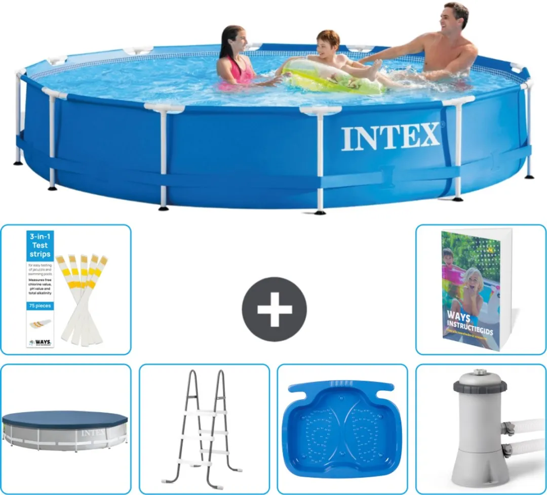 Intex 28210NP-Blauw Rond Frame Zwembad 366x76cm