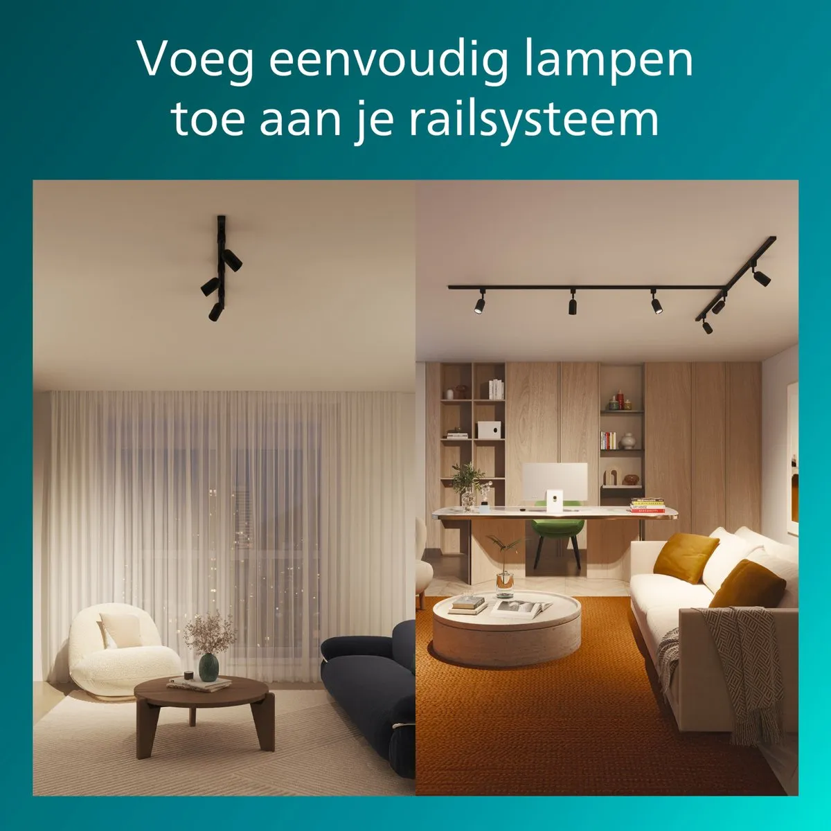 Philips EasyLink Shea Starterkit 3 Spots - Railverlichting 15W - Zwart