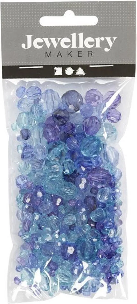Creativ Company Plastic Facet Kralenmix Blauw 170 Stuks