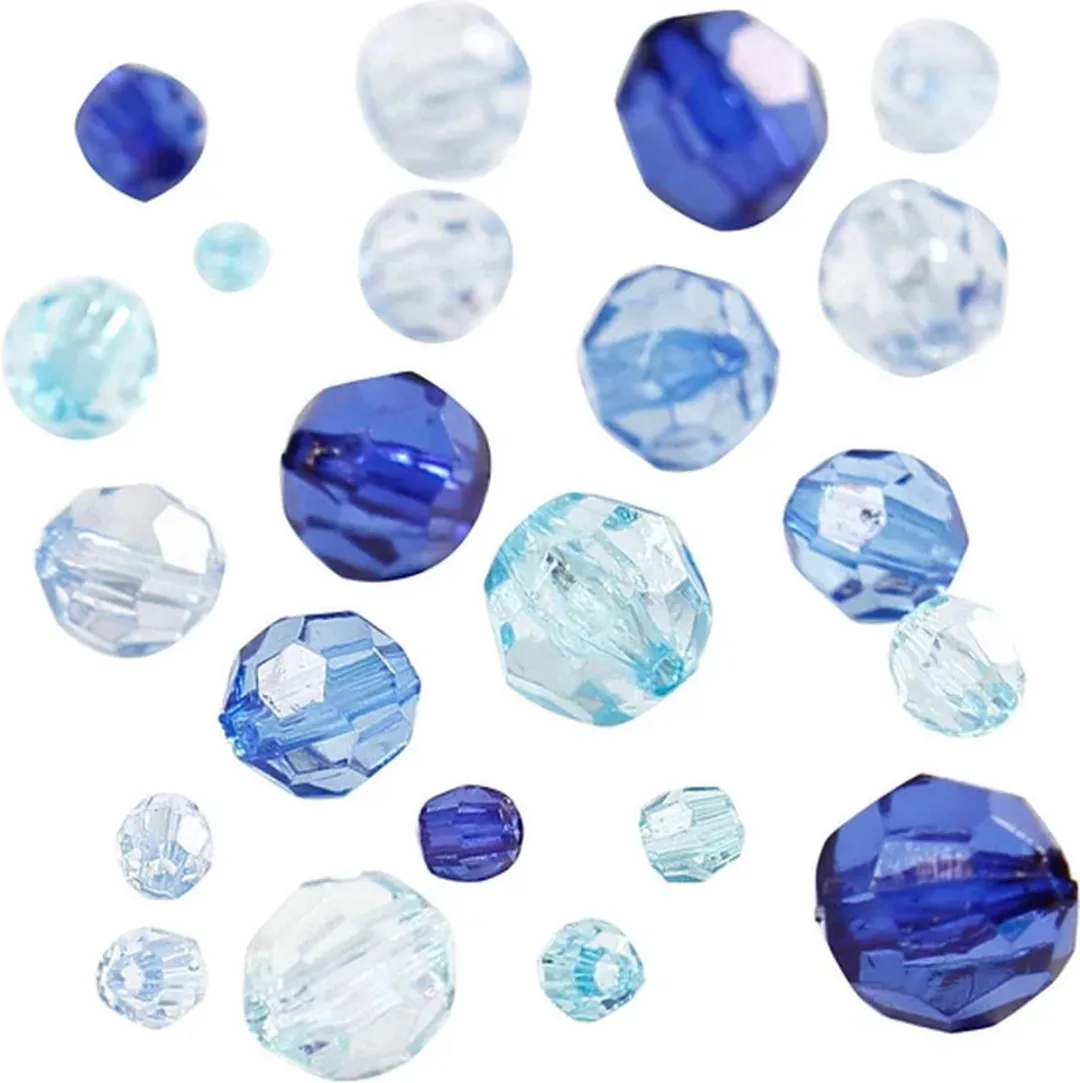 Creativ Company Plastic Facet Kralenmix Blauw 170 Stuks