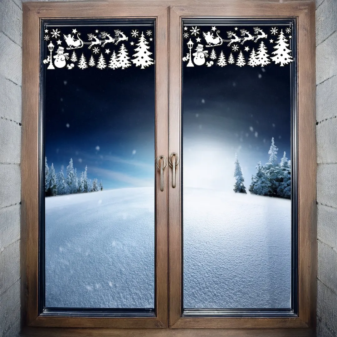 Anna's Collection Kerst Raamstickers Bomen - 34x28cm - Multi