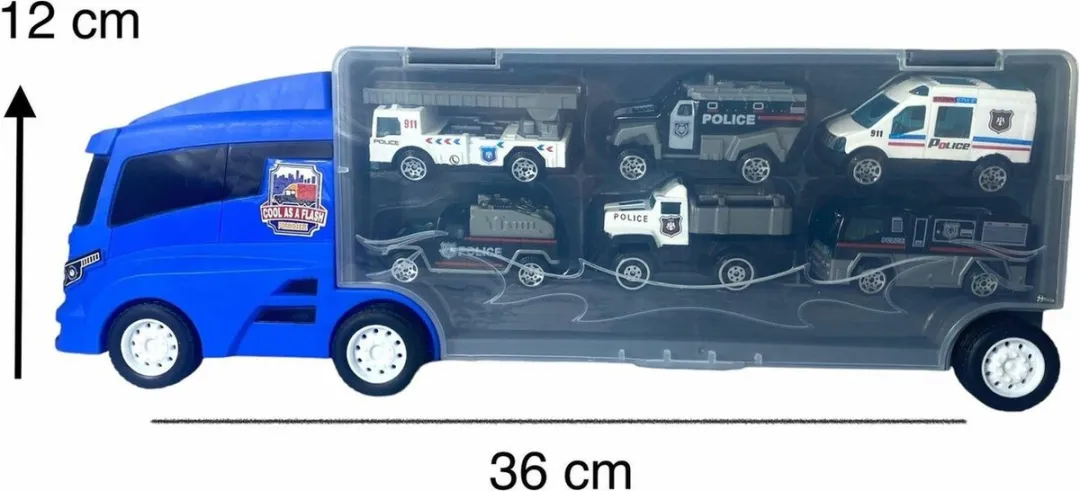 Donny Toys Container Truck Politie 6-delig - 36.4 cm - afbeelding 6 van 6