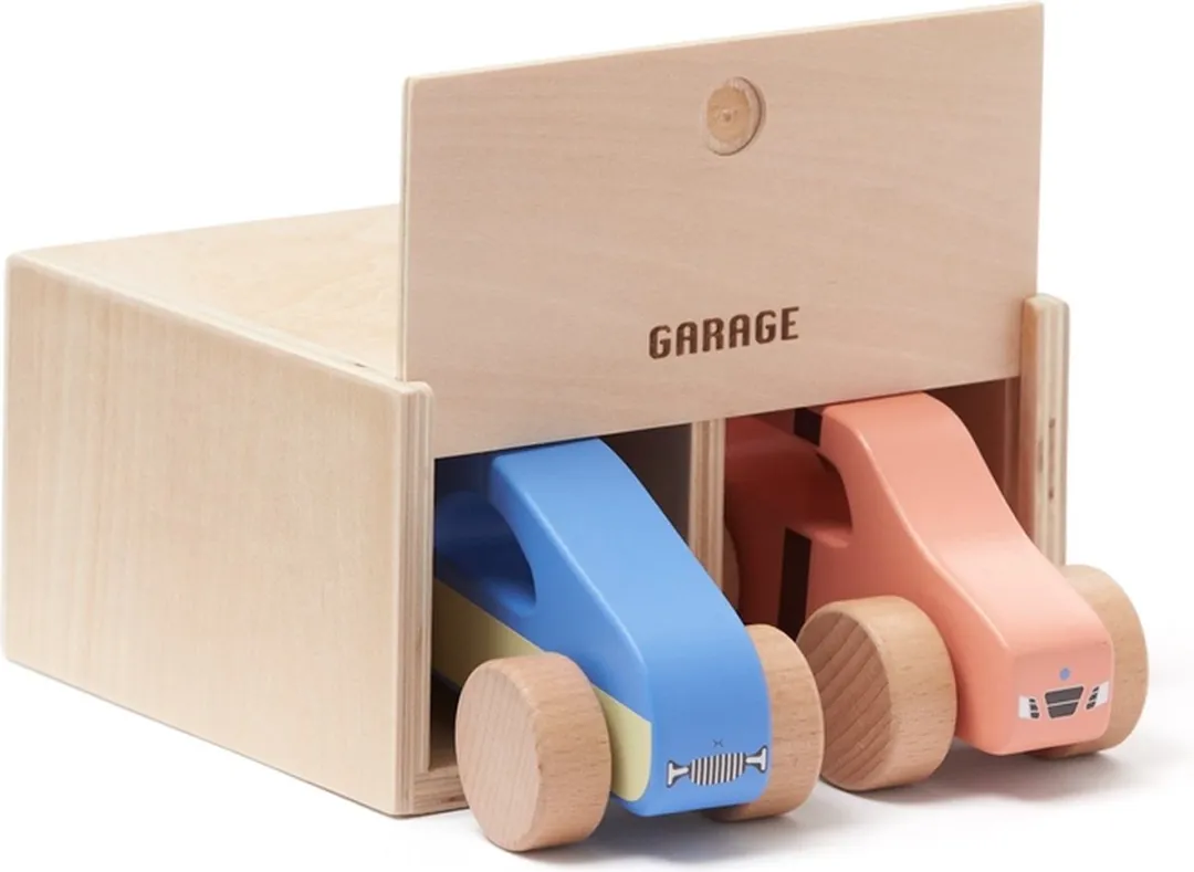Kids Concept Aiden Speelgoedauto Set 2 Stuks - Houten Garage