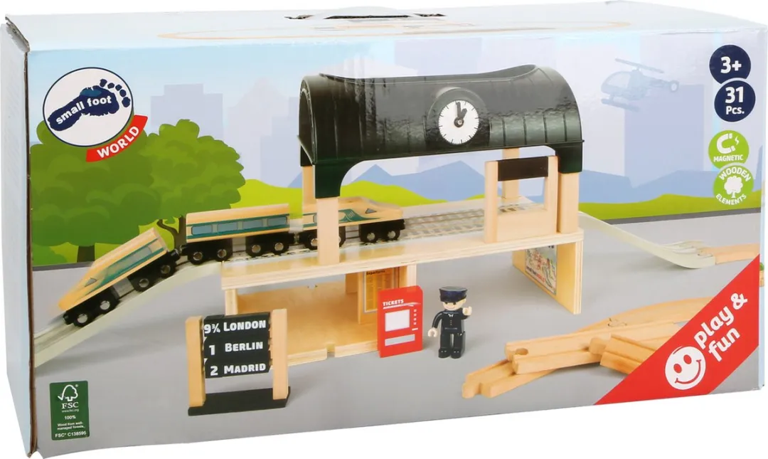 Small Foot Houten Treinstation 31-delig - 18 onderdelen
