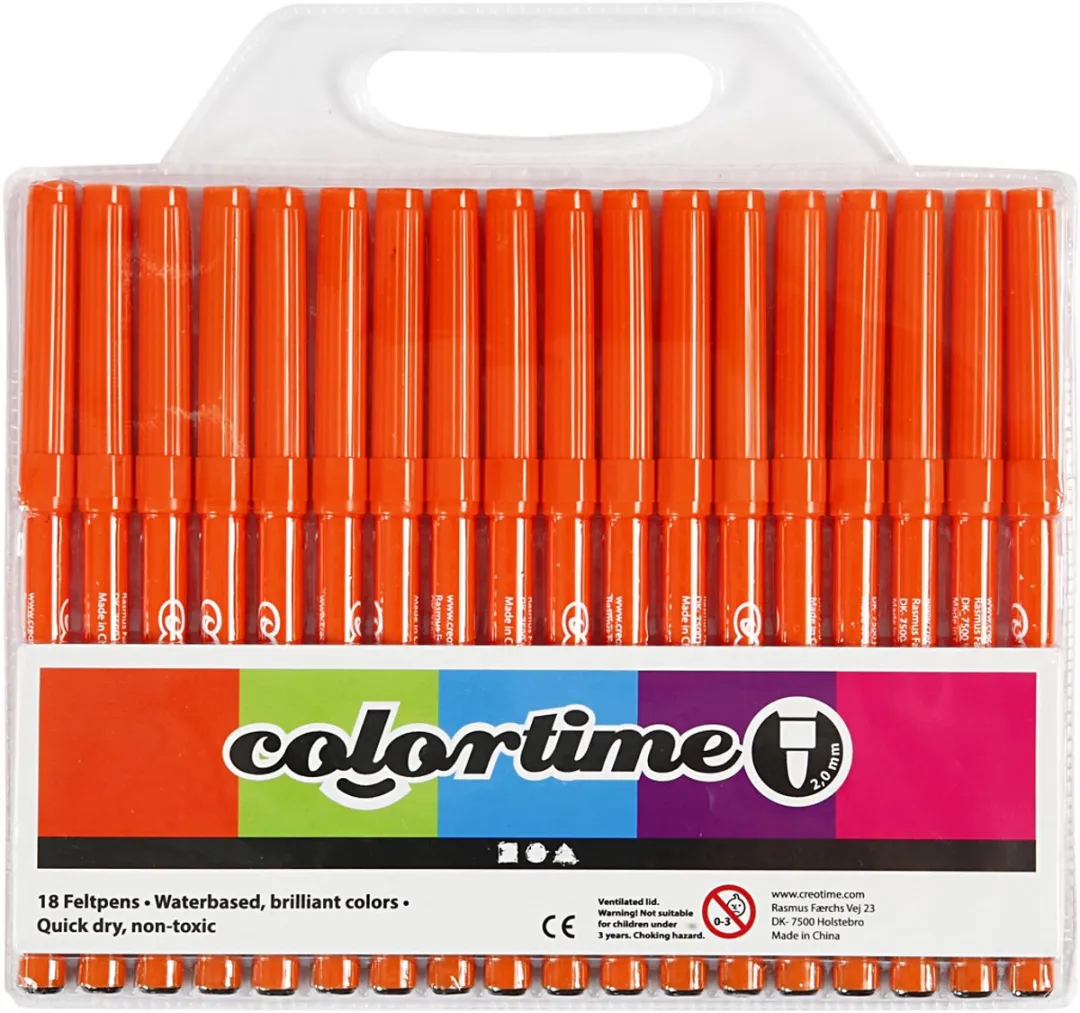 Colortime Lijndiktepen 2mm Oranje - 18 Stuks