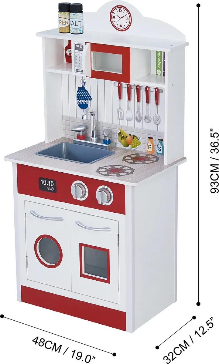 Teamson Kids Klassieke Houten Speelkeuken - Rood/Wit