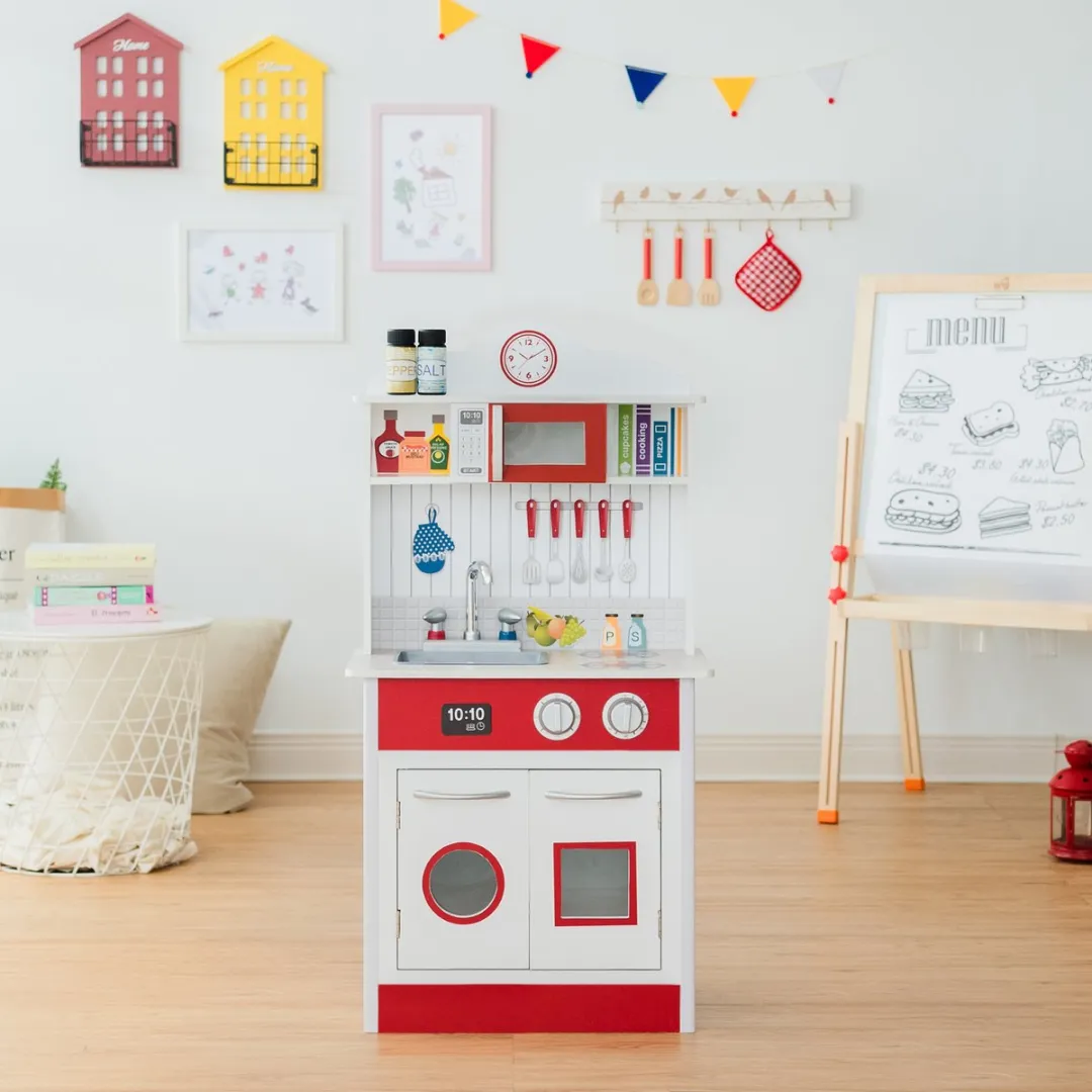 Teamson Kids Klassieke Houten Speelkeuken - Rood/Wit - afbeelding 6 van 6