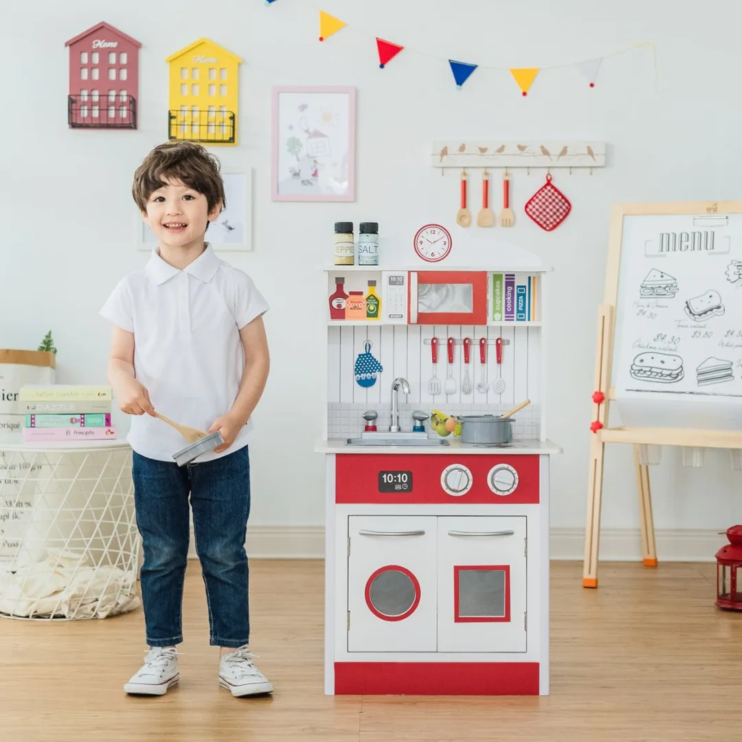 Teamson Kids Klassieke Houten Speelkeuken - Rood/Wit