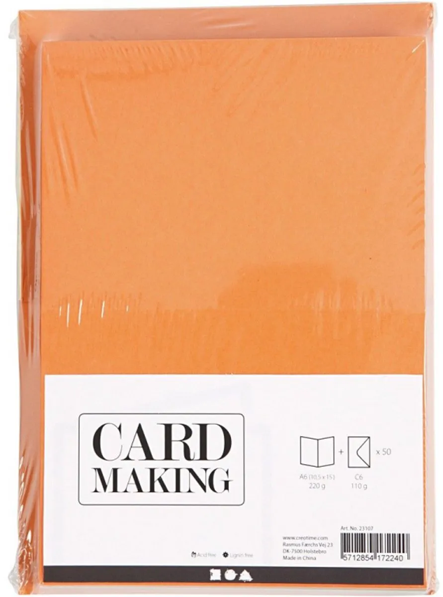 Creativ Company Kaarten & Enveloppen Multi 50 Sets - 10,5x15cm - 5 Kleuren