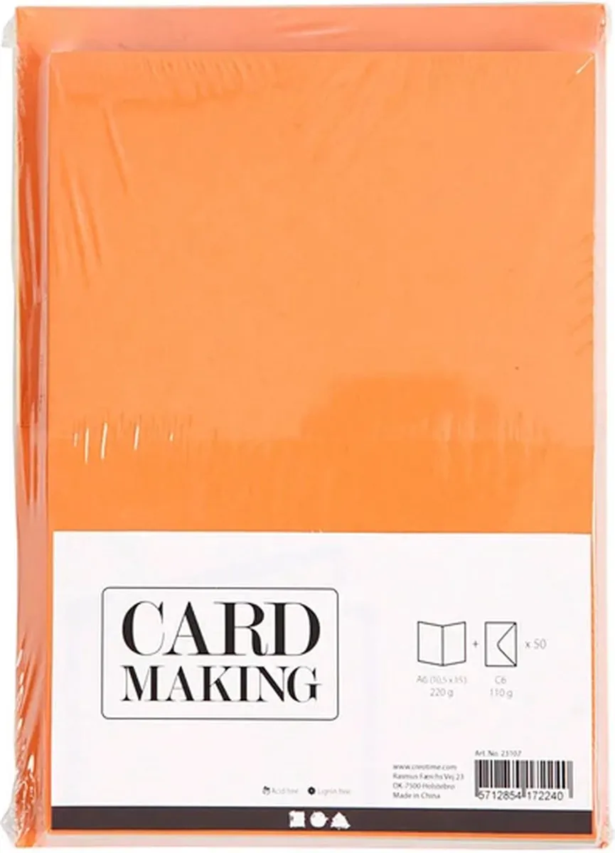 Creativ Company Kaarten & Enveloppen Multi 50 Sets - 10,5x15cm - 5 Kleuren