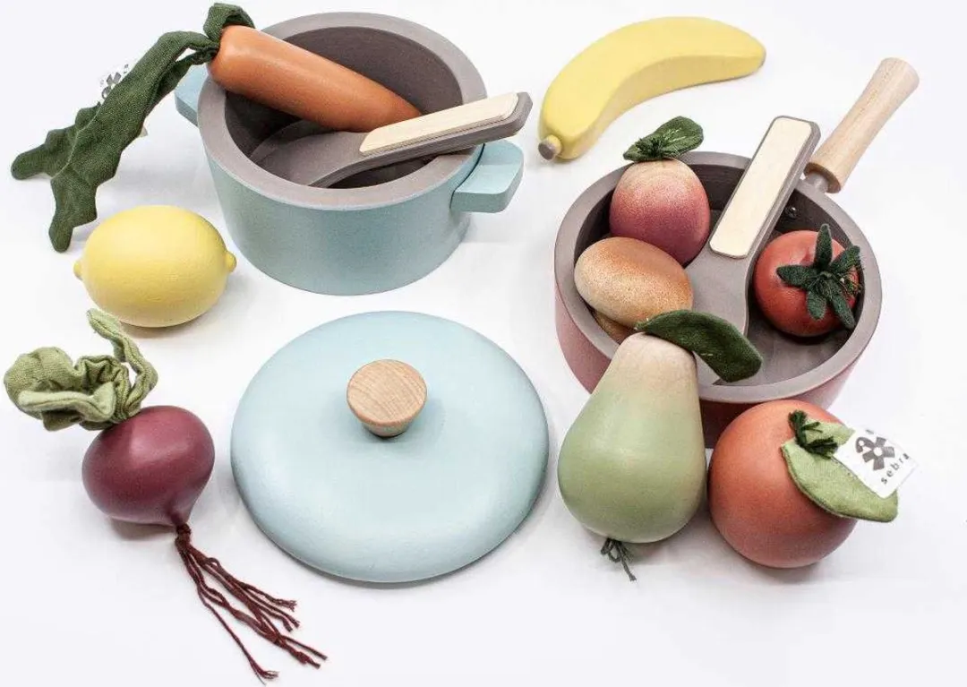 Sebra Houten Fruit Netje - Multi