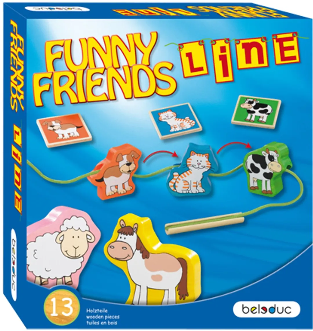 Beleduc Funny Friends Houten Spel - 6 Dieren - Multicolor