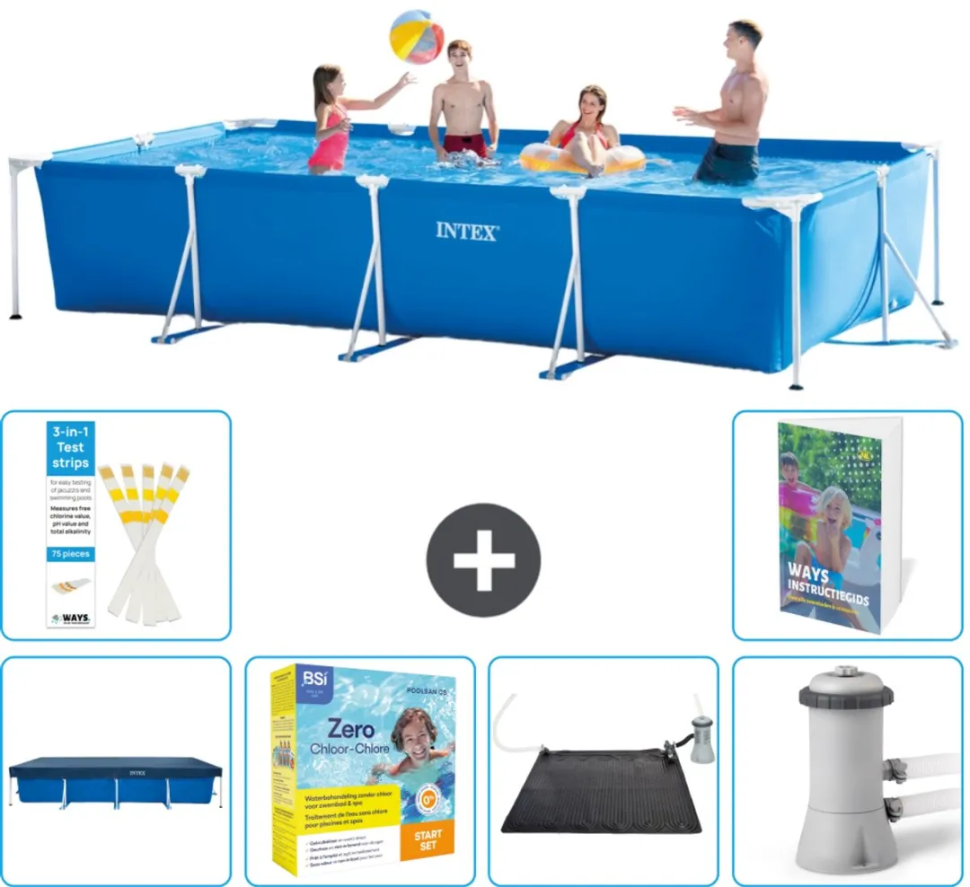 Intex Rechthoekig Frame Zwembad 450x220x84cm - Blauw - 7-delig