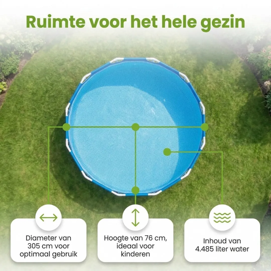 Intex 28200NP-Blauw Rond Frame Zwembad 305x76cm - Blauw - 7-delig