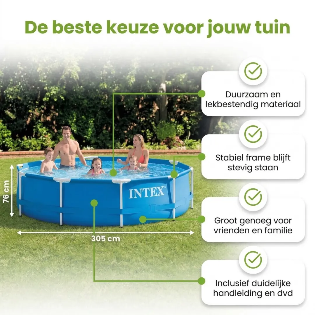 Intex 28200NP-Blauw Rond Frame Zwembad 305x76cm - Blauw - 7-delig
