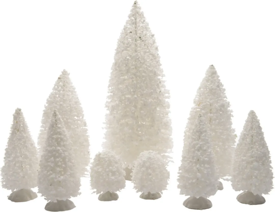 Decoris Miniatuur Boompjes Beplanting - 9 Stuks Wit