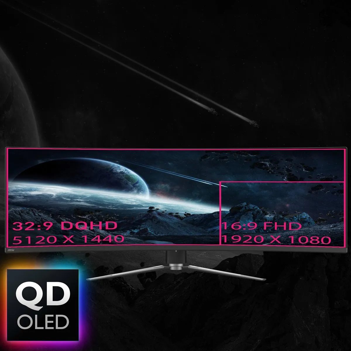 MSI MPG 491CQPDE QD-OLED Monitor 49" - 5120x1440 - AdobeRGB - Zwart