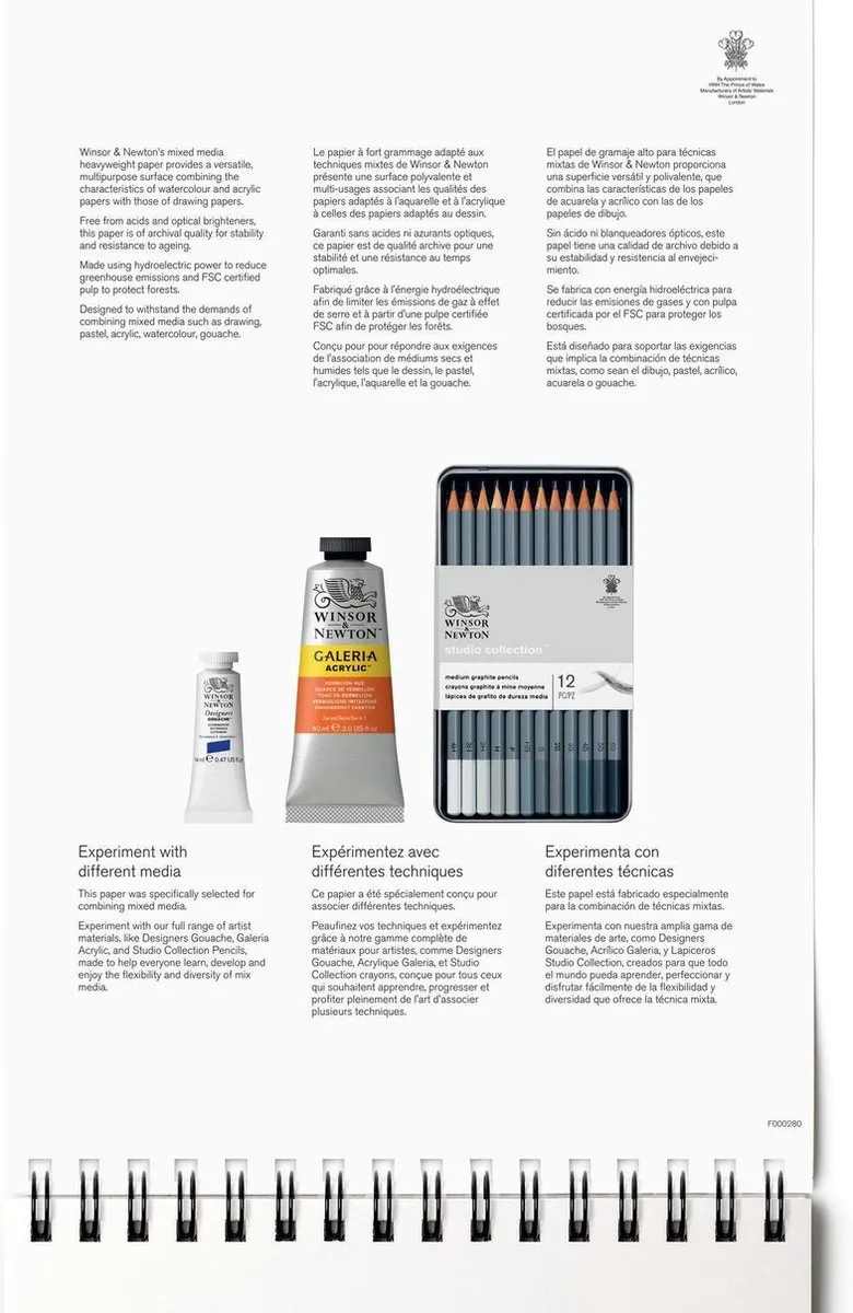 Winsor & Newton Mixed Media Blok 30 Vel A4 250g/m² - Wit