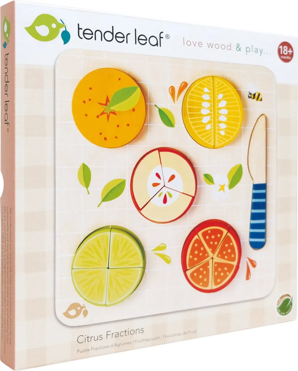 Tender Toys Vormenpuzzel Citrus Junior Hout - 16 Stukjes