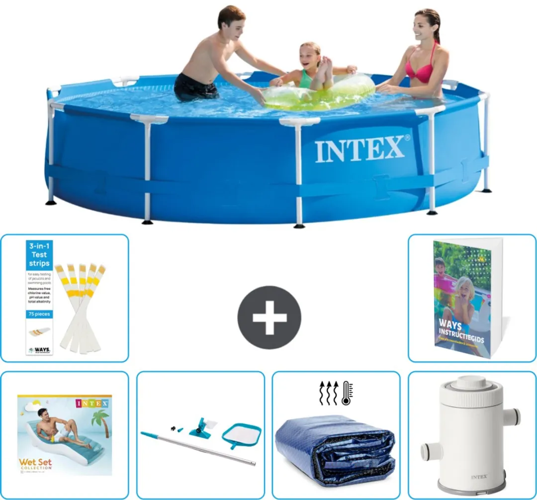 Intex 28200NP-Blauw Rond Frame Zwembad 305x76cm - Blauw - 7-delig - afbeelding 2 van 6