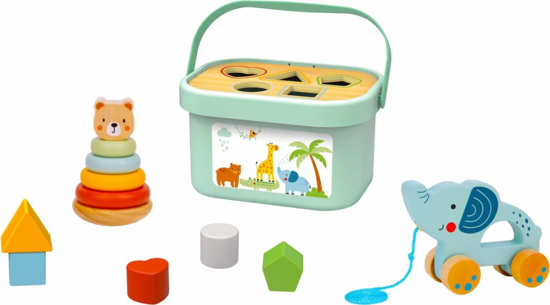 Tooky Toy Houten Speelgoedset 3-in-1 Jungle Thema - 14 Stuks