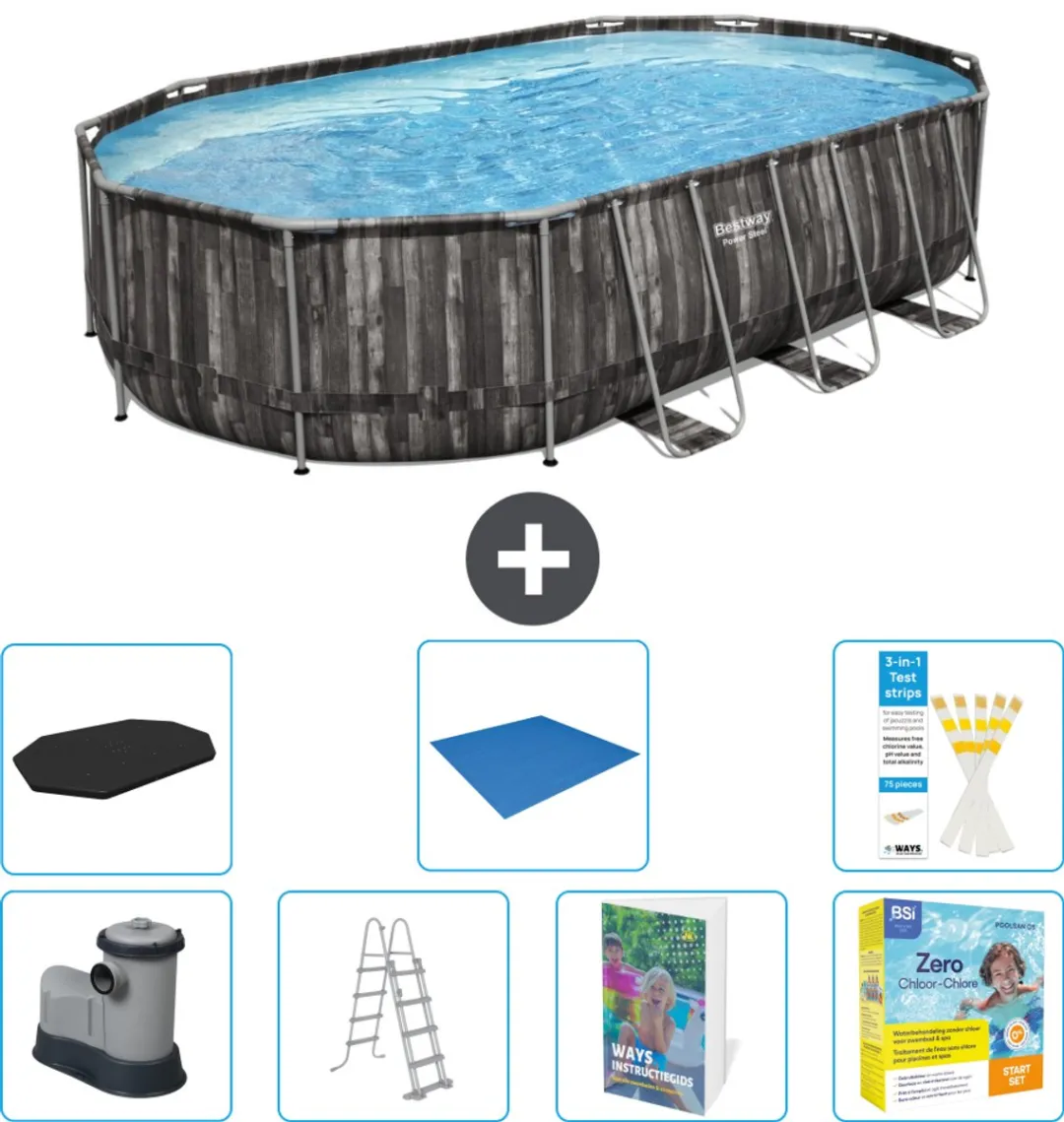 Bestway Ovaal Power Steel Zwembad 610x366x122cm
