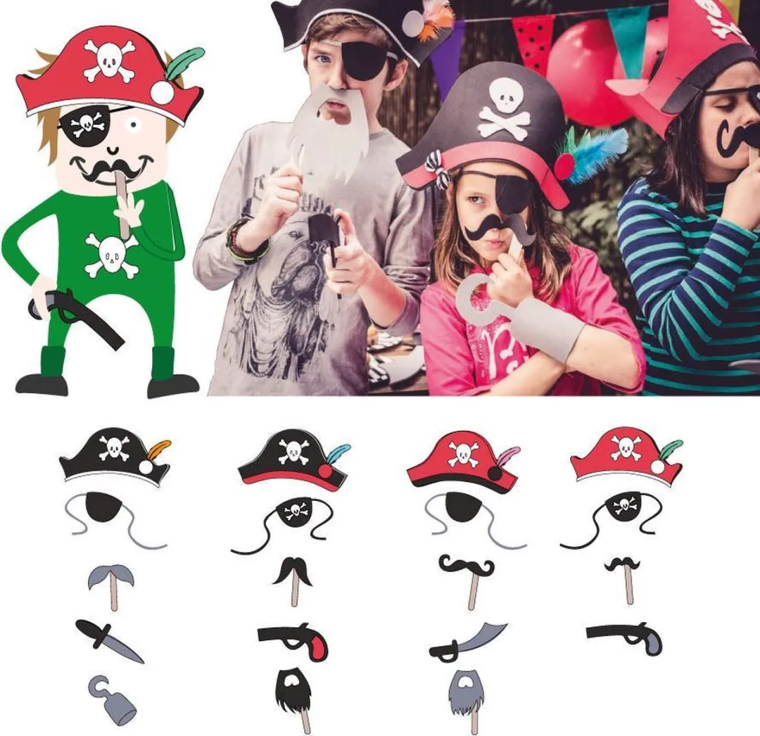 Apli Kids Piratenmaskers - 6 Stuks - Zwart/Rood